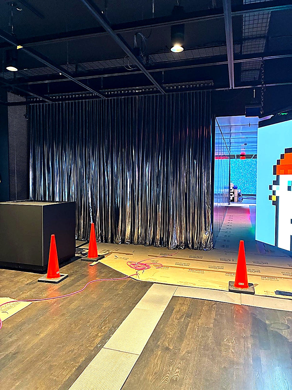 Ken Fulk &mdash; Metallic drapery installation wide view